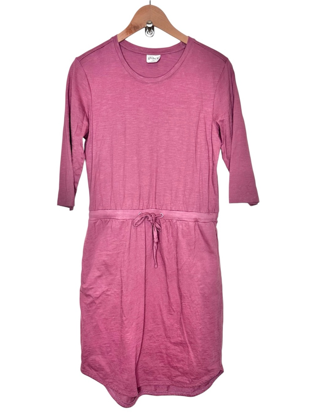 Pact Organic Cotton T-shirt Dress Size Small Mauve Pink Tie Drawstring Waist - Picture 12 of 12